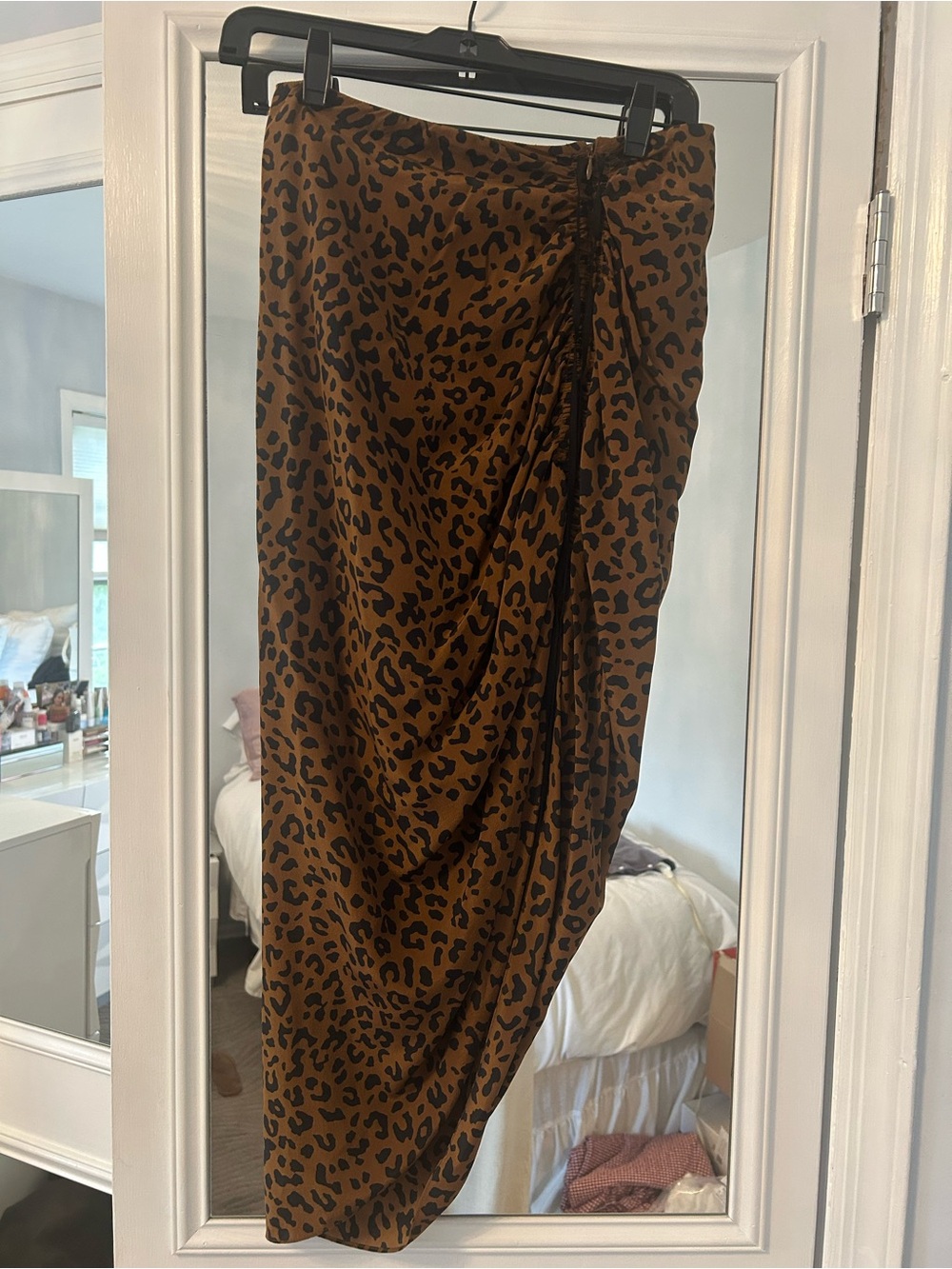 Diane Von Furstenberg A-symmetrical Rouched Silk Cheetah Skirt